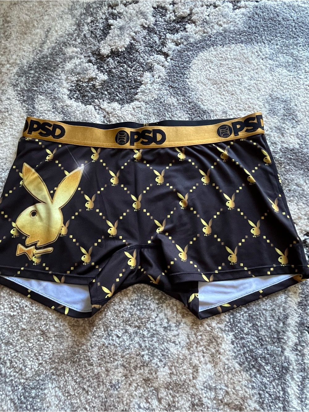 PSD Women’s Black & Gold Playboy Logo Boxer shorts